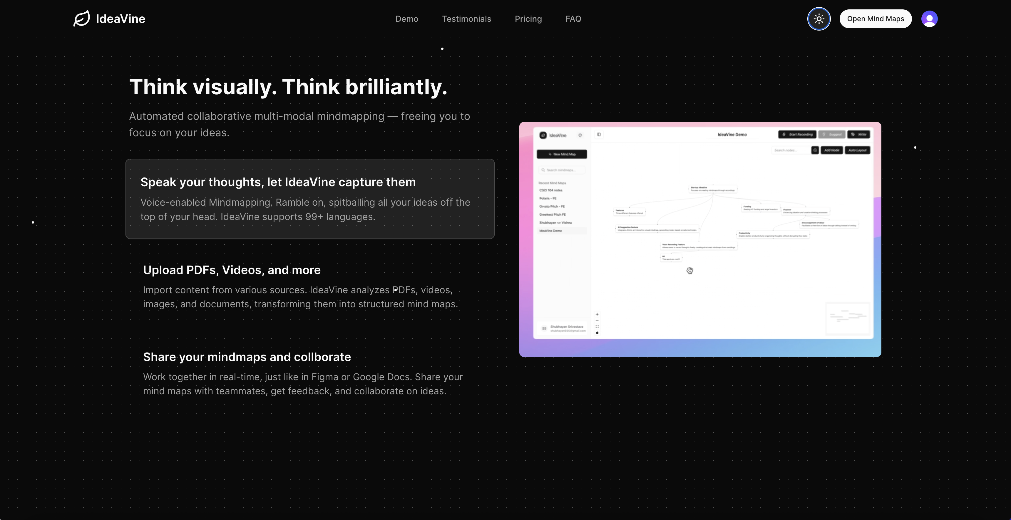 Screenshot of IdeaVine